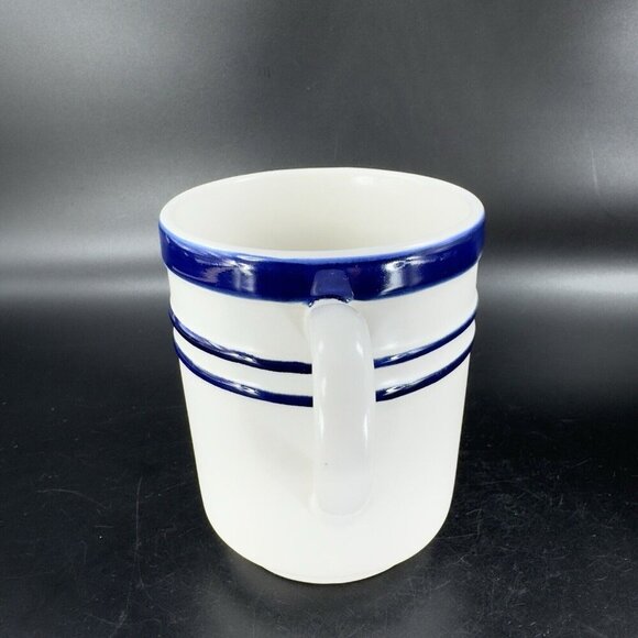 Lenox Kate Spade Ceramic Coffee Mug Cup Sculpted Stripe Cobalt Blue White VTG - Picture 12 of 14